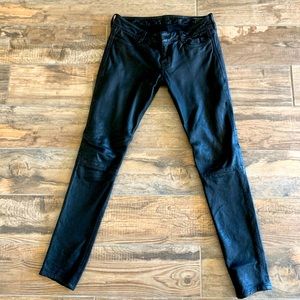 Real Italian leather ALL SAINTS SPITALFIELDS low rise leather skinny pants.